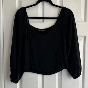 Zara Black Sheer Sleeve Blouse